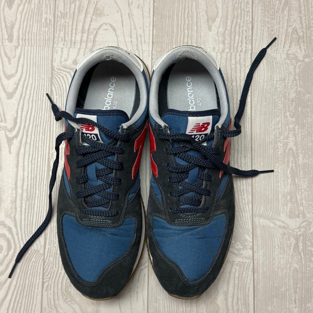 New Balance 420 V2 Mens Size 10.5 Navy Blue Red Suede Retro Sneakers UL420VB2